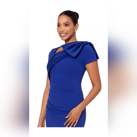 Betsy & Adam Bow-Embellished Sheath Dress, Size 12, Color:Indigo - Picture 5 of 16